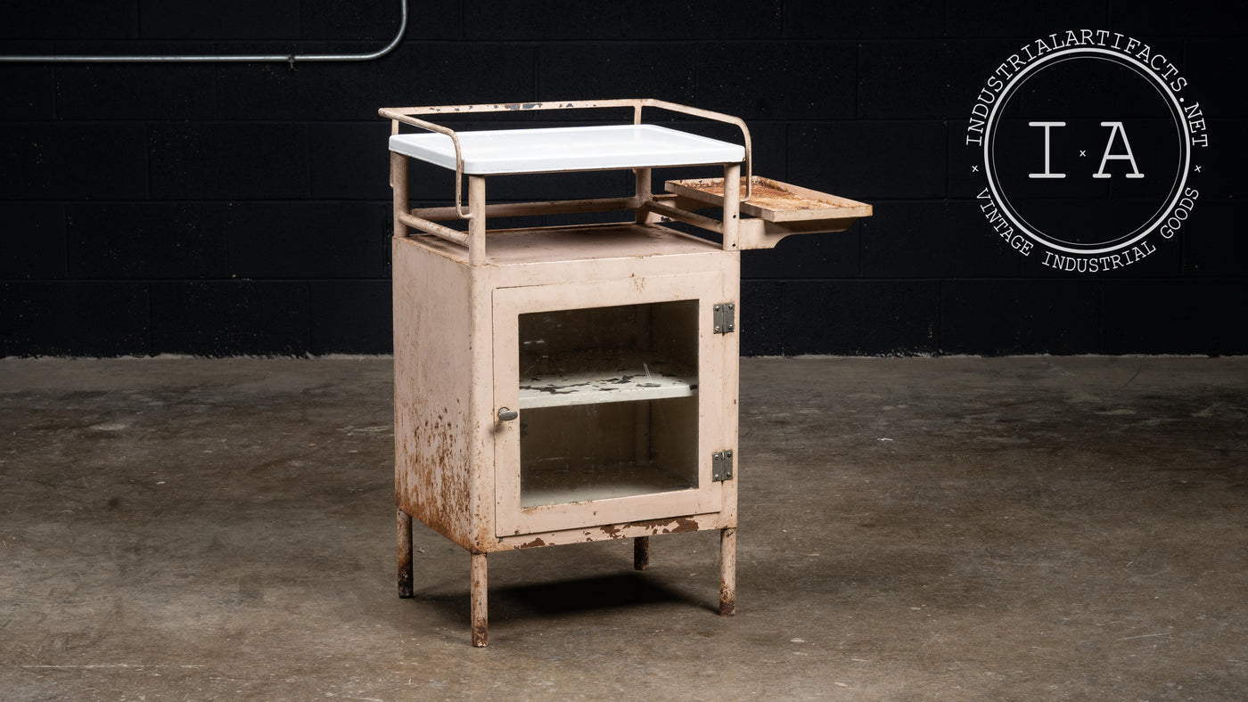 c. 1950 Chippy Medical Cabinet With Tray