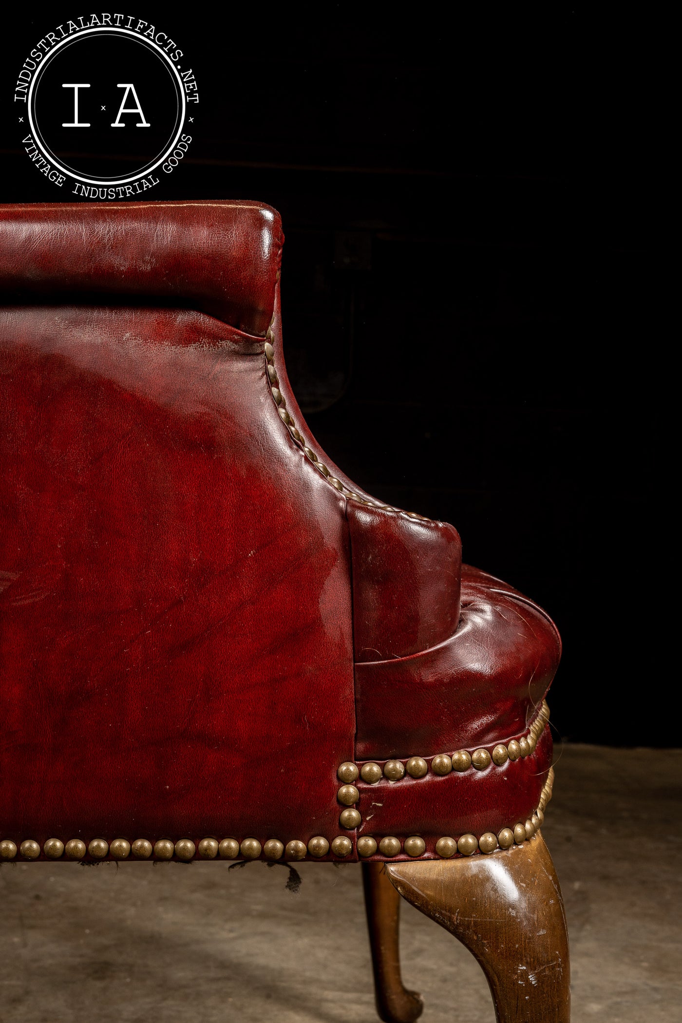 Vintage Tufted Leather Chesterfield Armchair in Burgundy