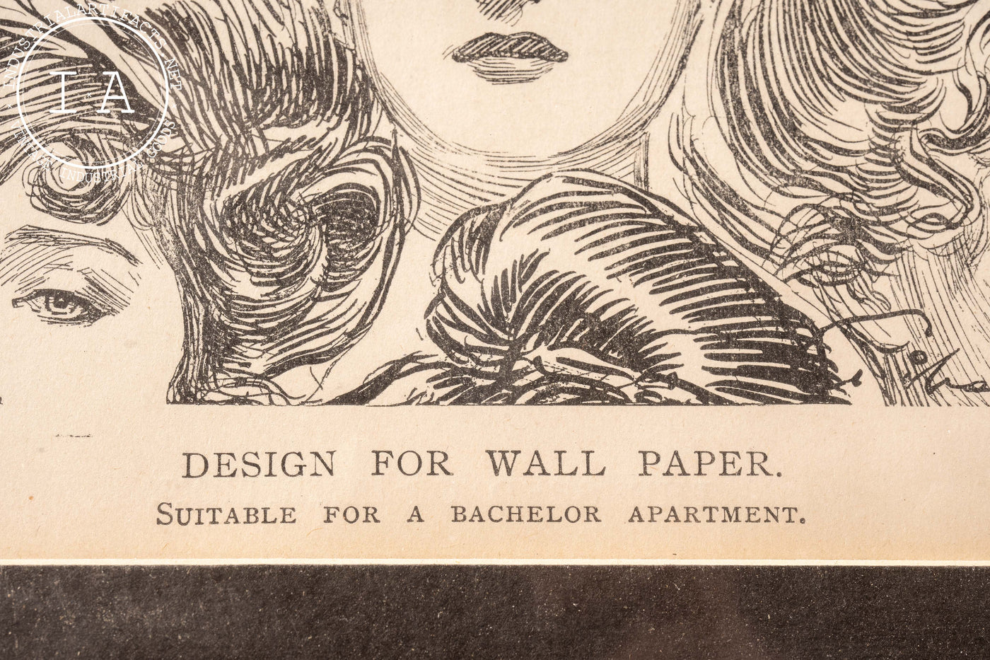 c. 1902 Gibson Girls Framed Wallpaper Sample
