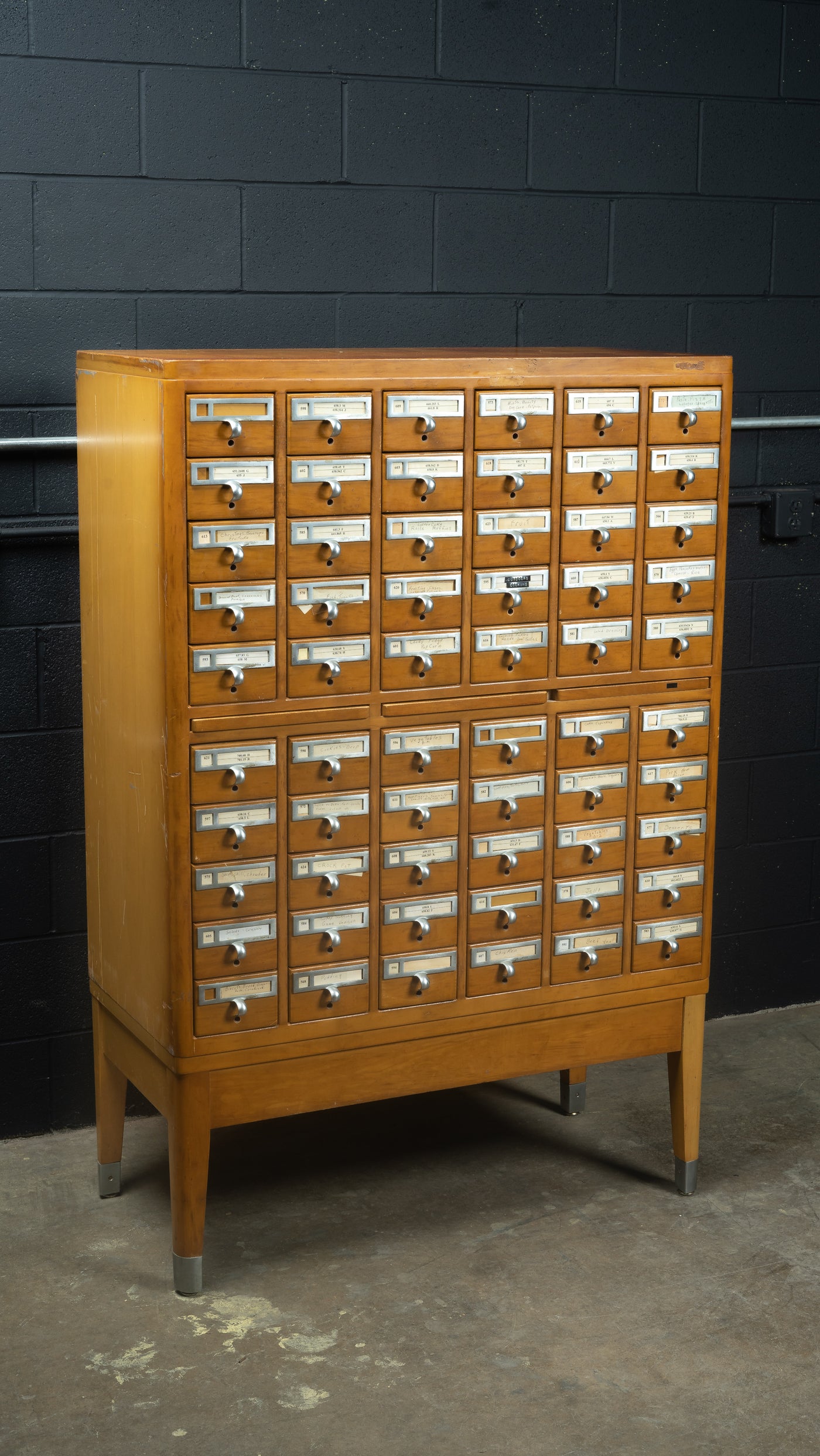 Antique Mid Century Card Catalog With Recipe Collections