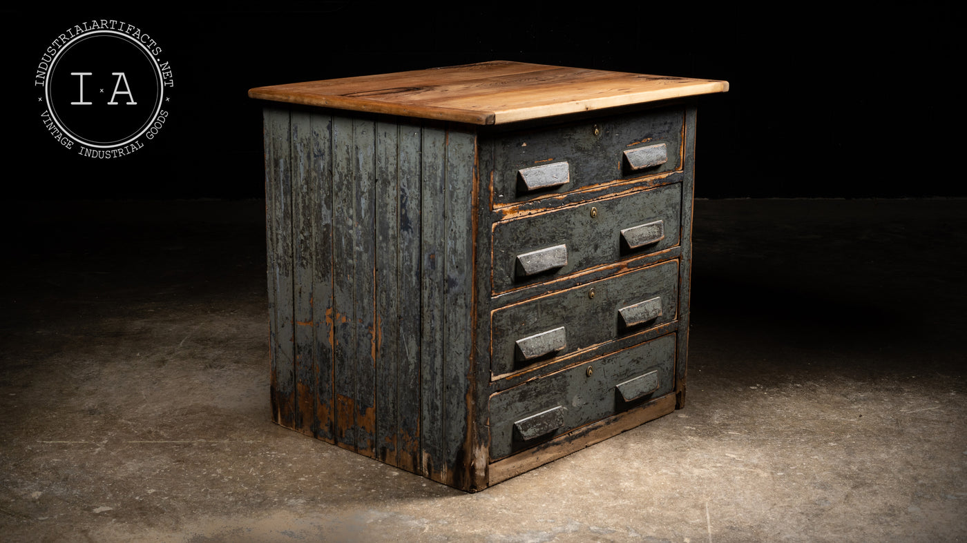 Antique Industrial Hardware Cabinet