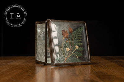Etched Glass Jewelry Box with Pressed Flowers