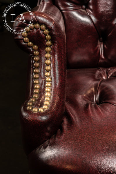 Burgundy Leather Tufted Armchair