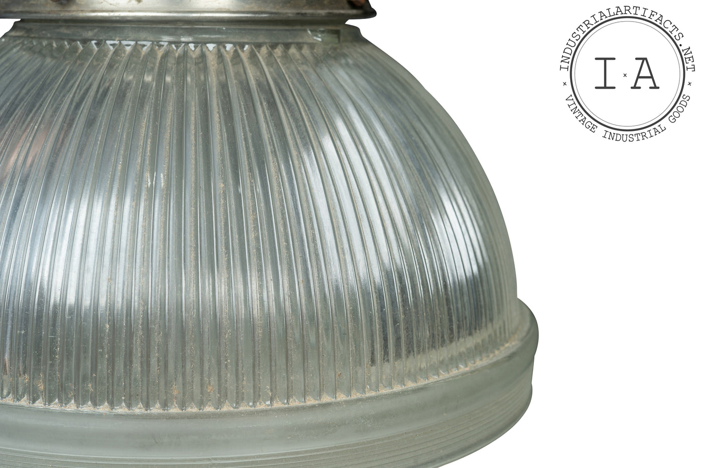 Antique Industrial Holophane Subway Globe Pendant Light
