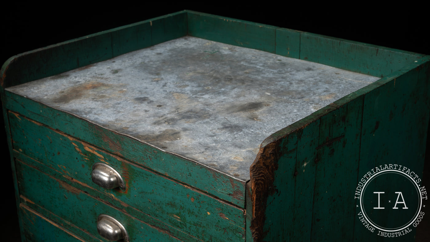 Green Industrial Parts Cabinet