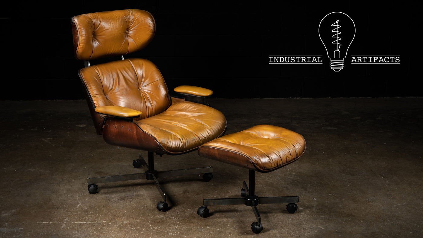 Vintage Modern Eames Style Chair With Ottoman