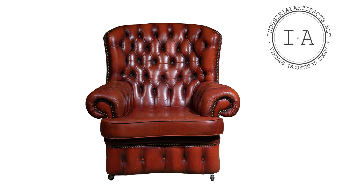 Vintage Tufted Chair in Mandarin Red