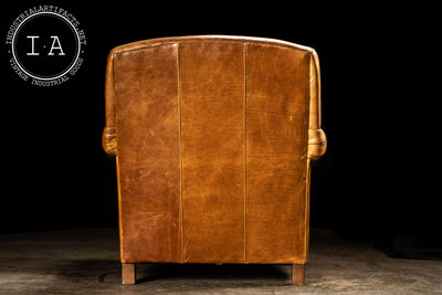 Hancock & Moore Leather Club Chair With Ottoman