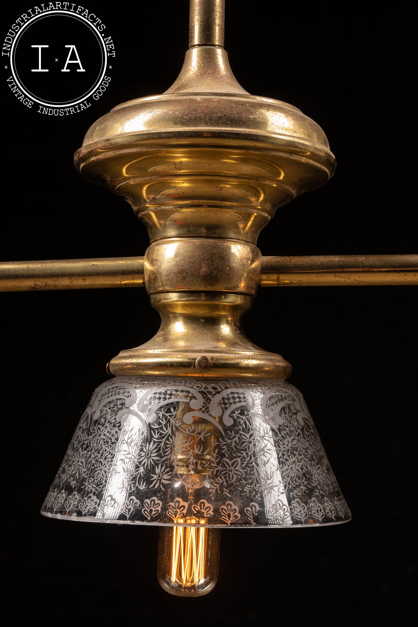 Antique Brass Combination Electric and Gas Ceiling Lamp