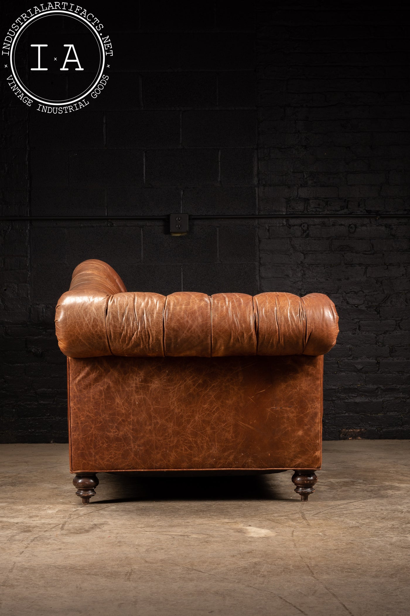 Vintage Tufted Leather Sofa In Brown