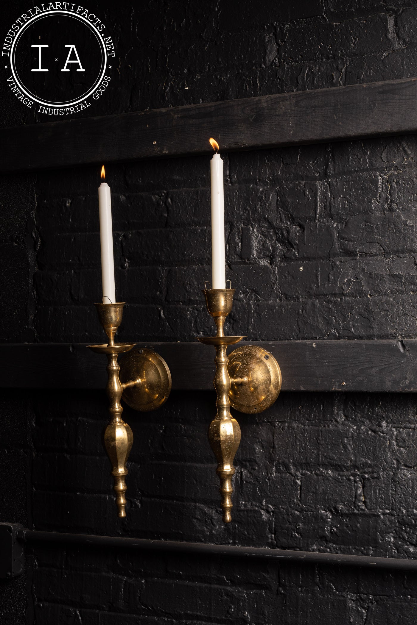 Vintage Pair of Brass Candle Sconces
