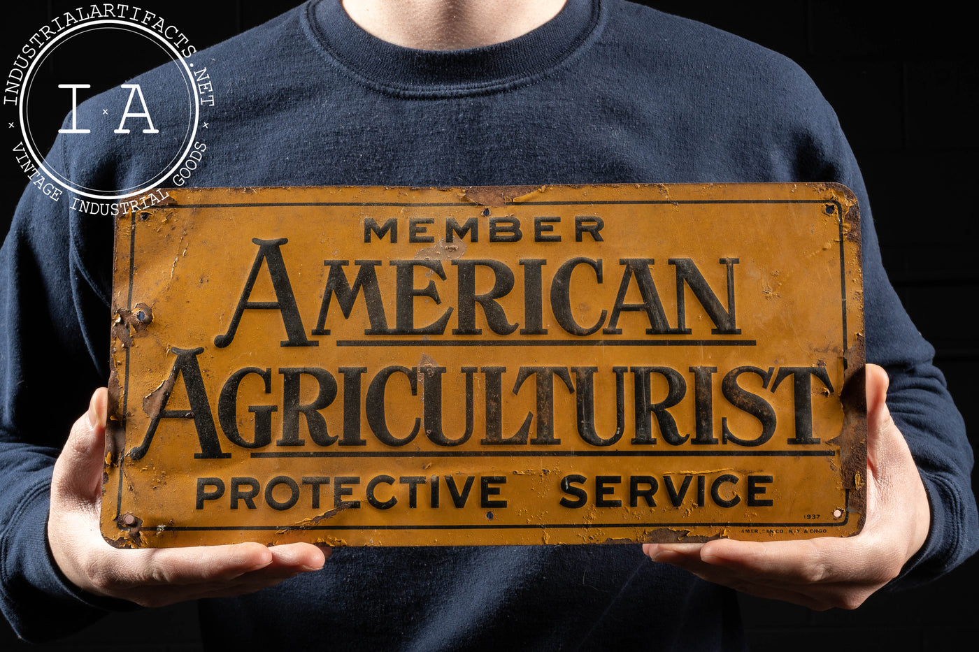 Antique Embossed Tin American Agriculturist Sign