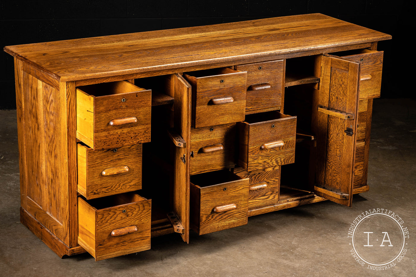 Vintage Wooden Laboratory Cabinet