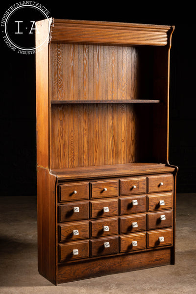 Early American Wooden Apothecary Cabinet Hutch
