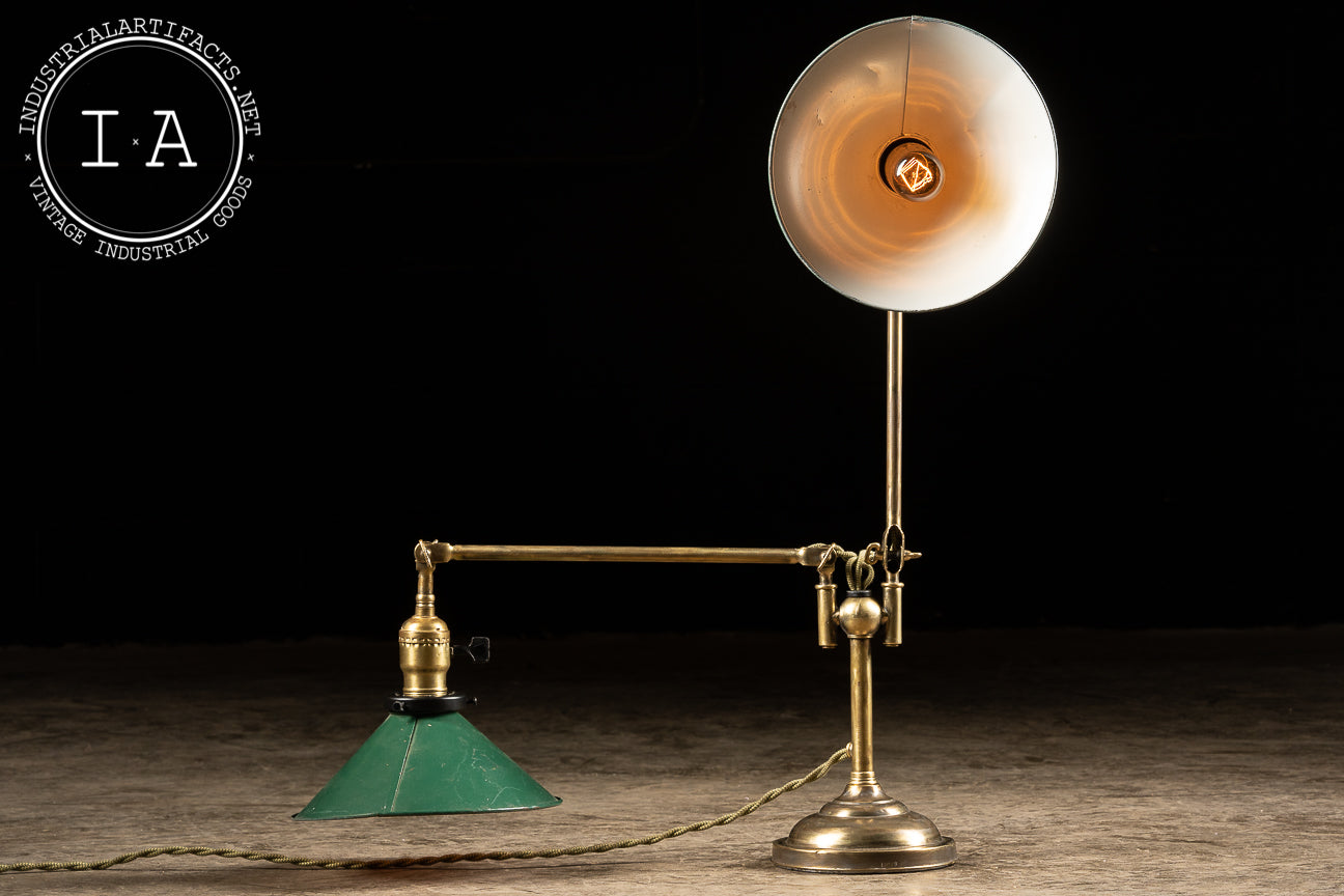 Early 1900s Faries Dual Head Desk Lamp