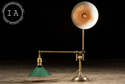 Early 1900s Faries Dual Head Desk Lamp