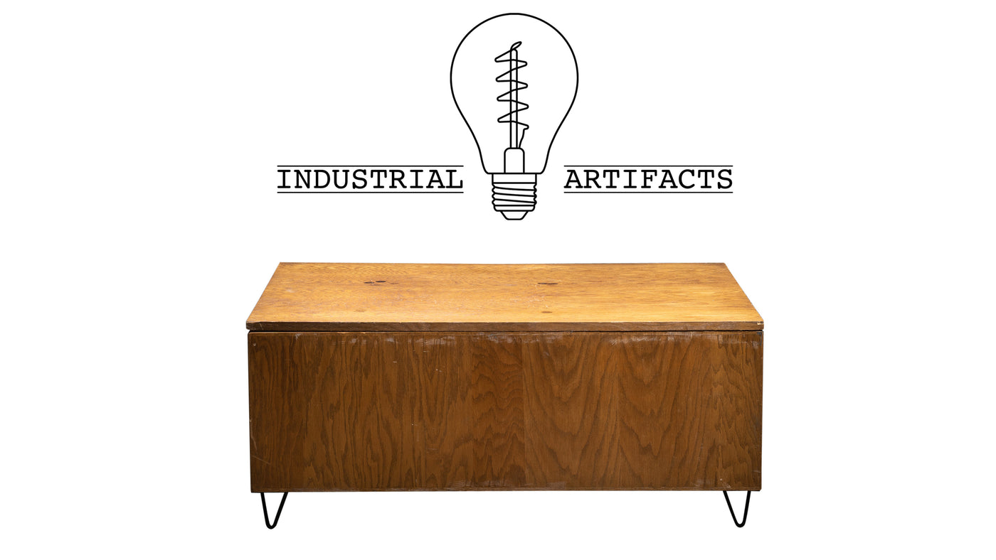 Industrial Antique Wooden Flat File With Hairpin Legs