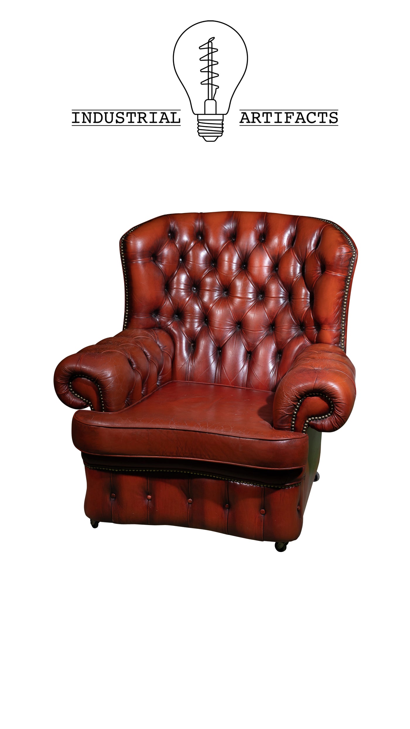 Vintage Tufted Chair in Mandarin Red