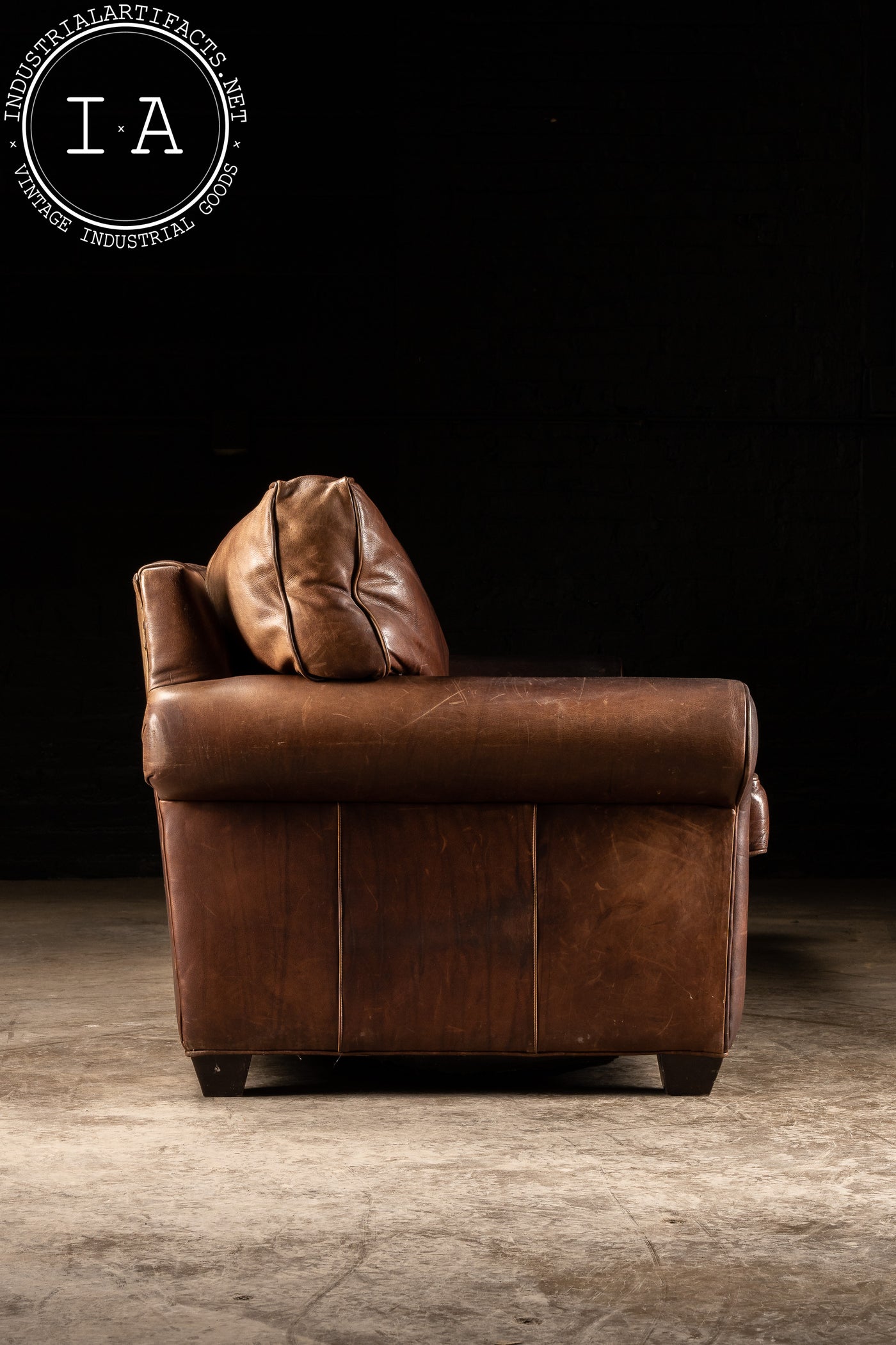 Vintage Full Grain Leather Sofa in Dark Brown