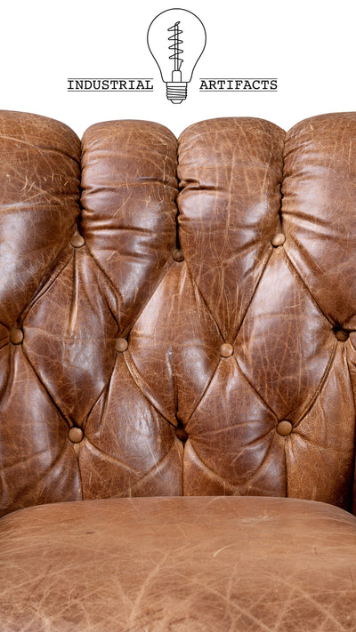 Vintage Leather Tufted Chair With Ottoman