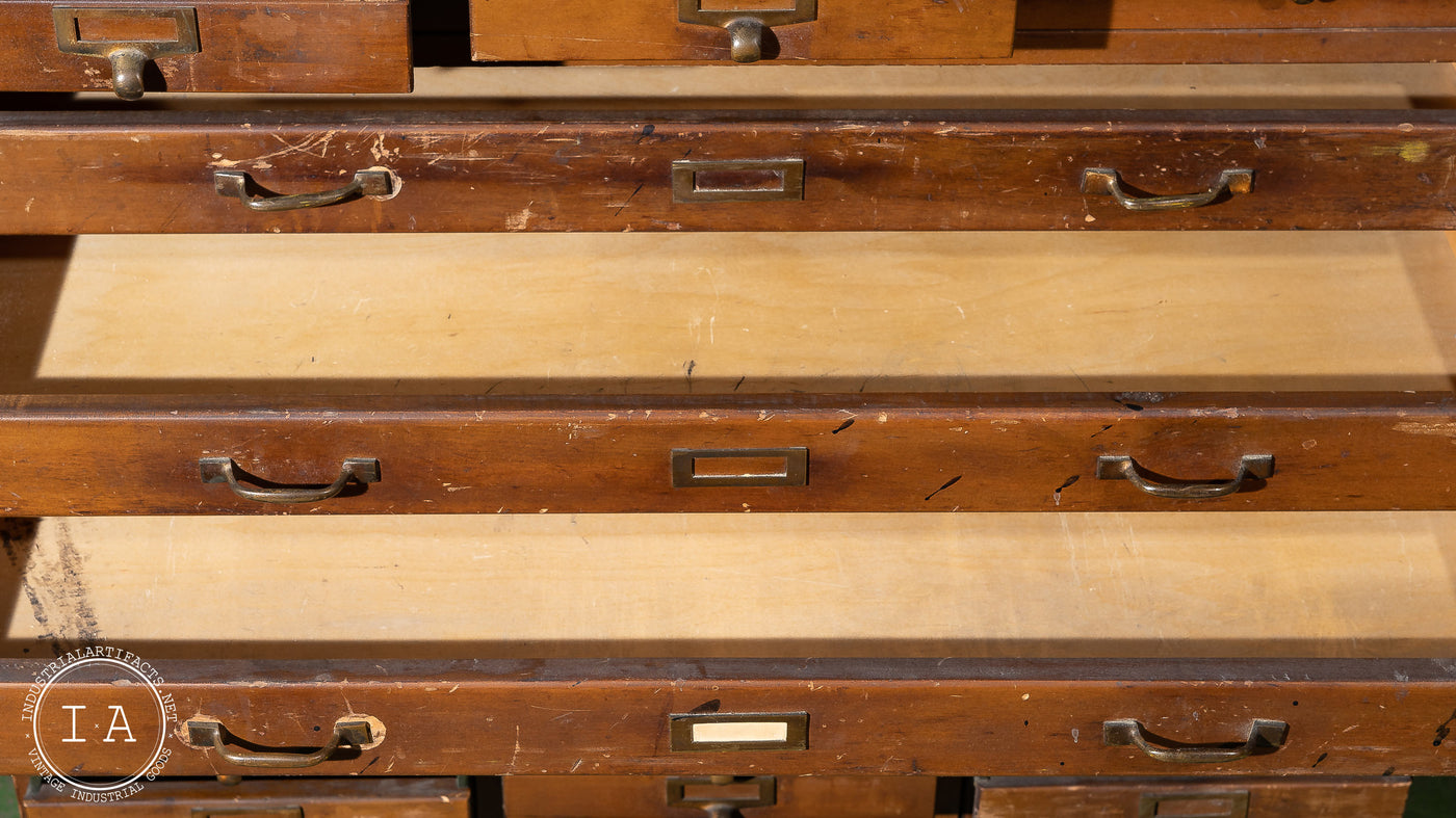 Early 20th Century Industrial Flat File Parts Cabinet