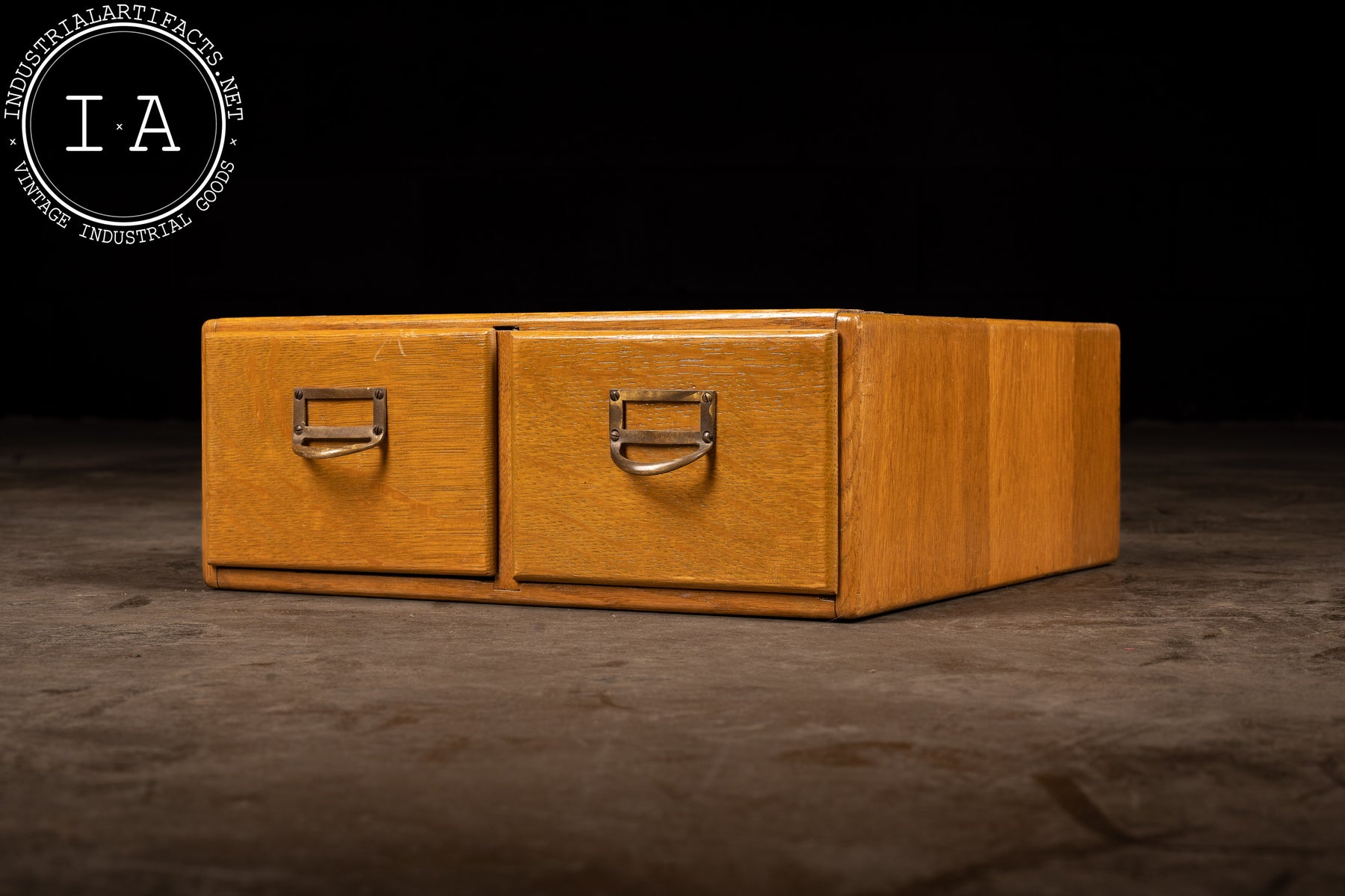 Vintage Two Drawer Wooden Card Catalogue Industrial Artifacts