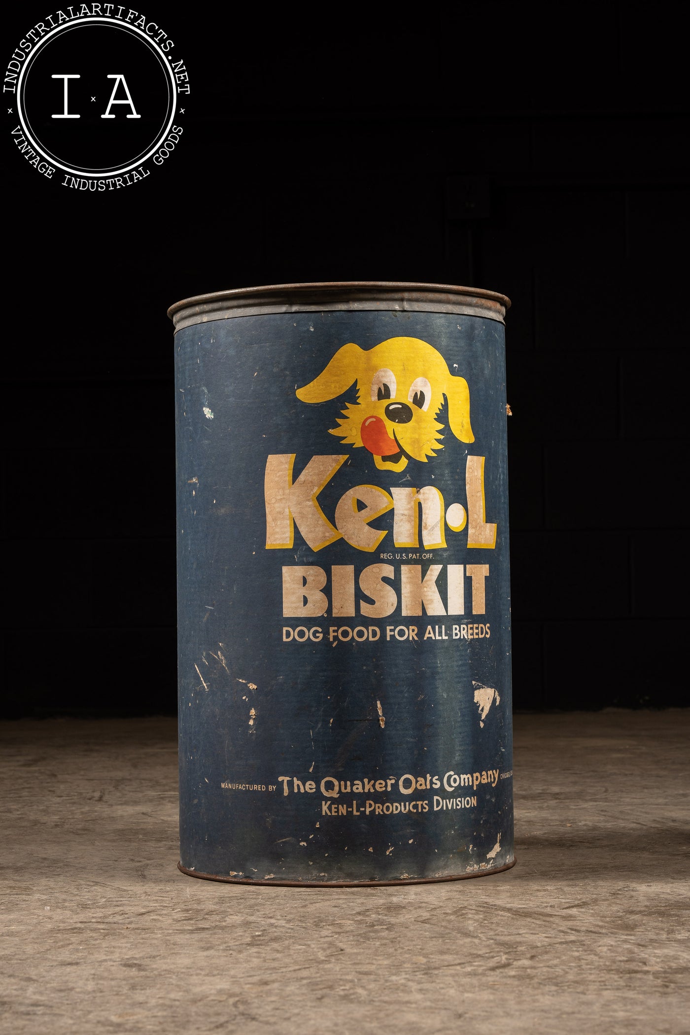 Vintage Ken-L Biskit Dog Rations Drum