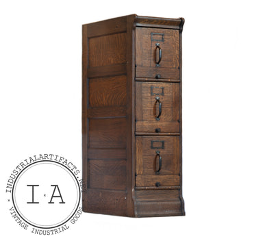 Antique Quartersawn Executive Wooden Filing Cabinet