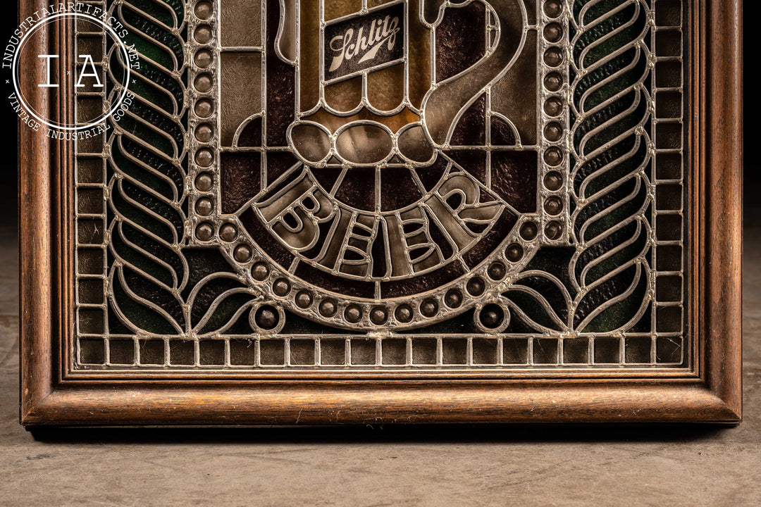 SCHLITZ シュリッツ ライトサイン ステンドグラス調 時計 ビンテージ Vintage Stained Glass Style Schlitz Beer Lighted Display