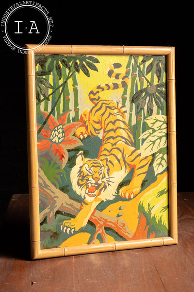 Vintage Paint By Numbers Tiger Scene