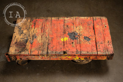 c. 1920 Industrial Wooden Cart Coffee Table