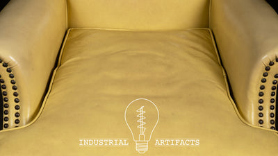 Vintage Canary Yellow Leather Armchair