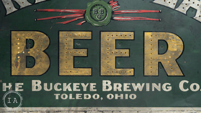 Rare Pre-Prohibition Green Seal Beer Backlit Punched Lighted Sign - from The Buckeye Brewing Company