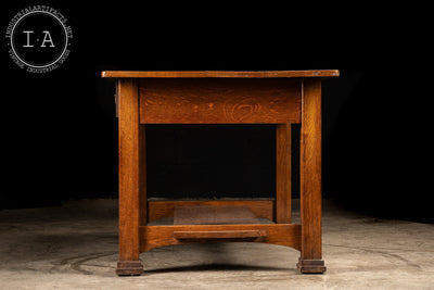 Vintage Arts And Crafts Style Library Desk