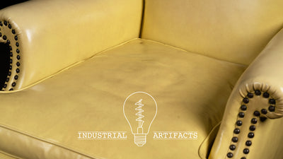 Vintage Canary Yellow Leather Armchair