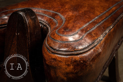 Vintage Peruvian Leather Saddle Stool