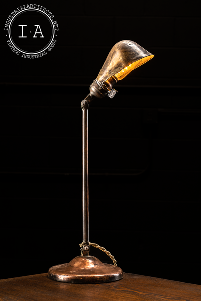 c. 1904 Articulated Copper Table Lamp by Holophane