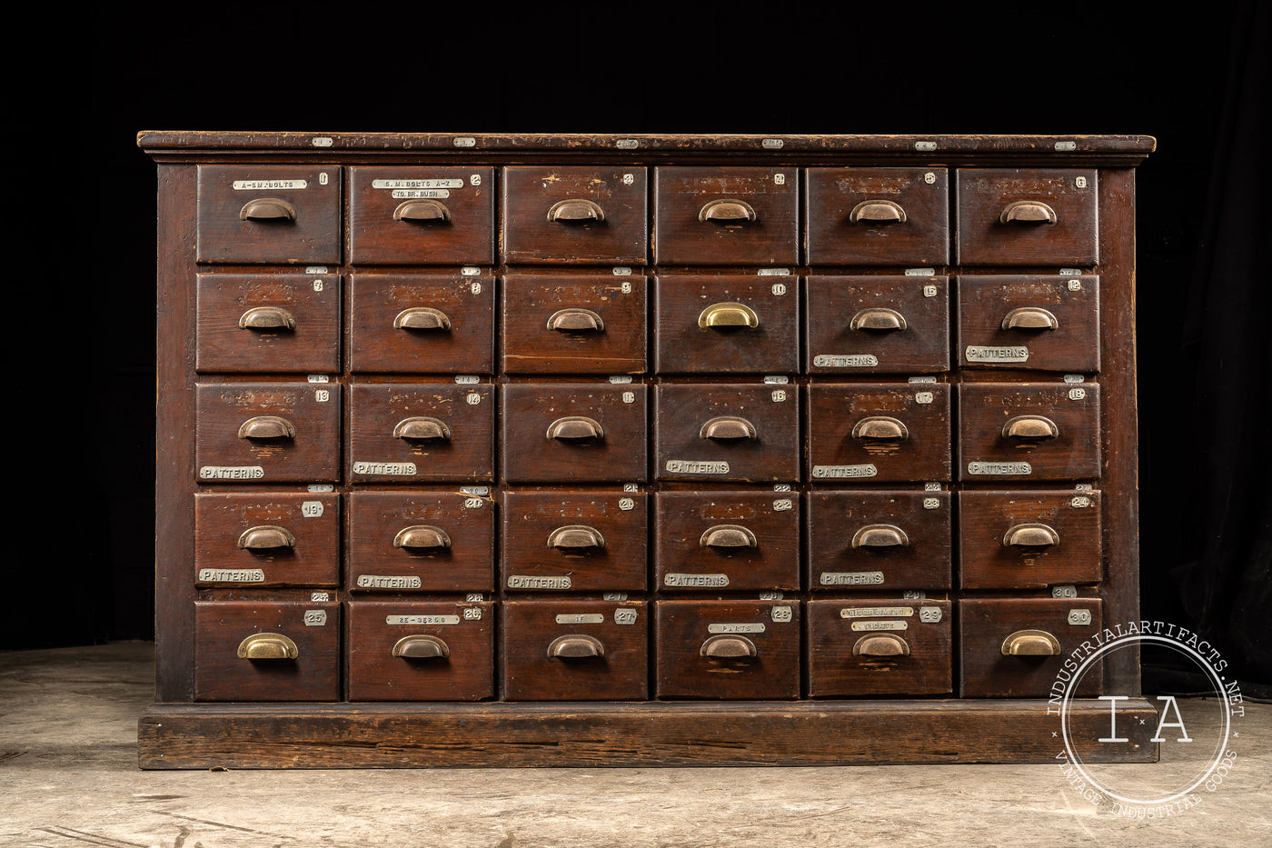 c. 1950 Thirty Drawer Industrial Apothecary Cabinet
