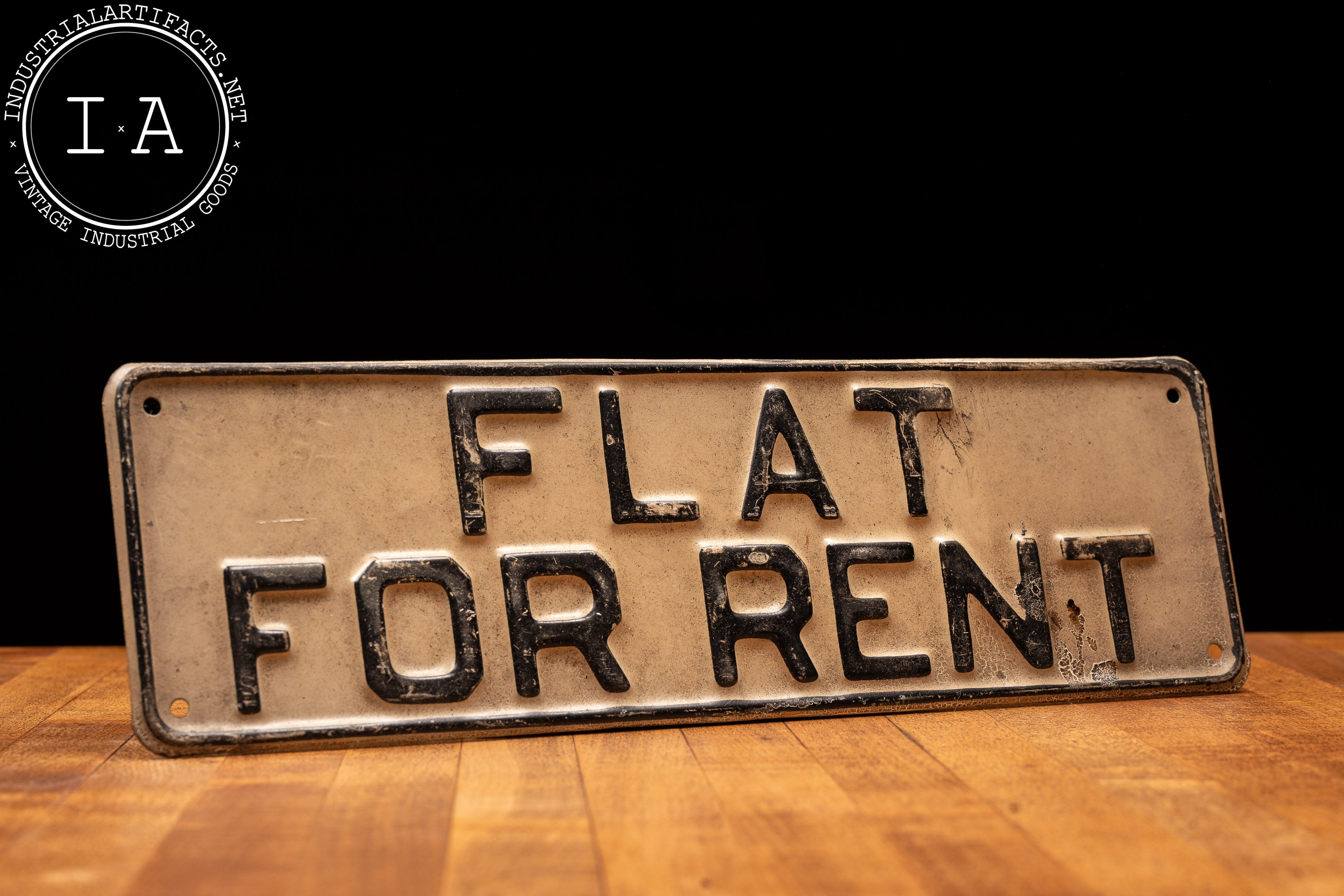 Vintage Embossed Tinplate Flat For Rent Sign – Industrial Artifacts
