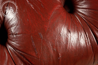 Vintage Tufted Leather Chaise in Burgundy