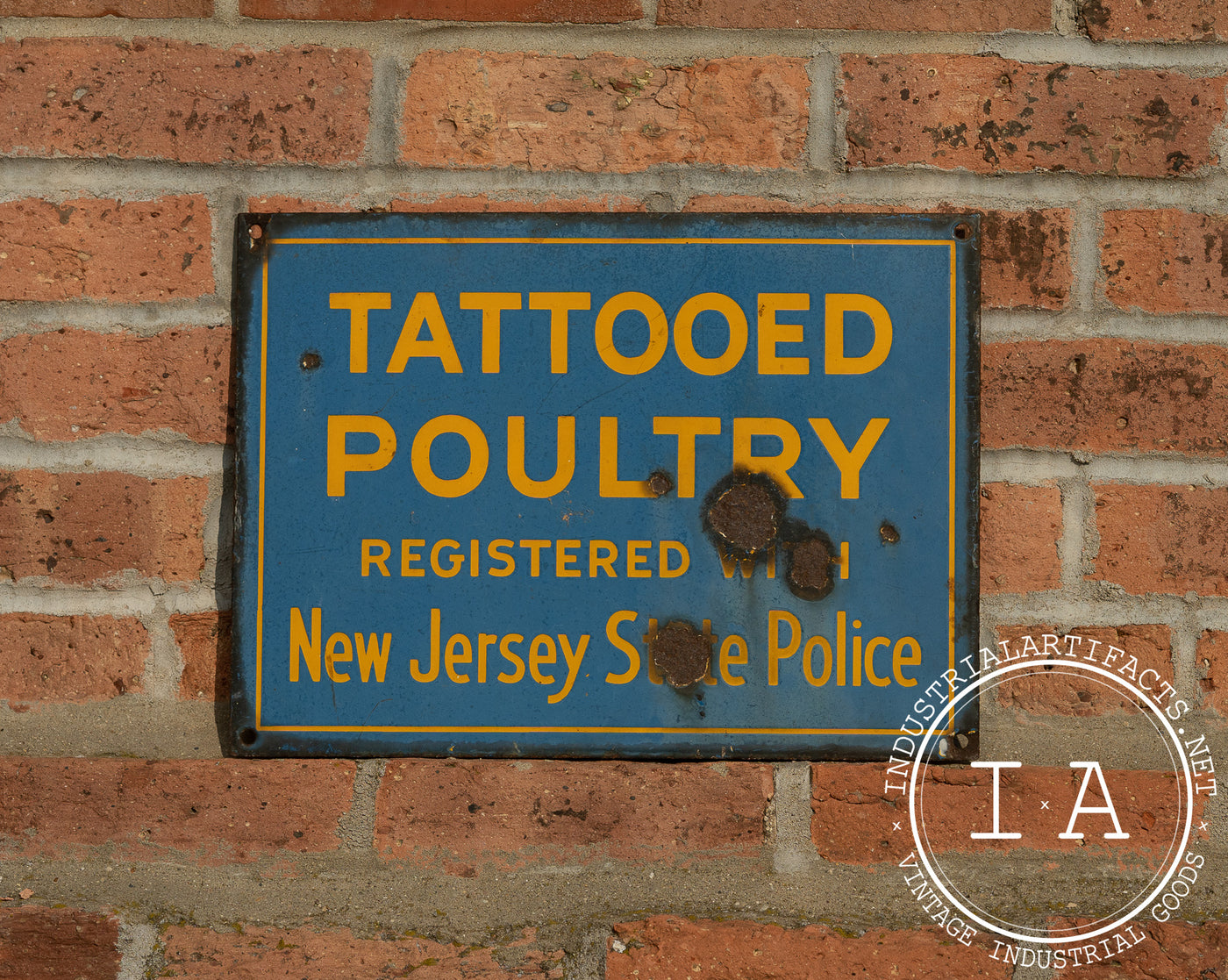 Porcelain Tattooed Poultry Advertising Sign