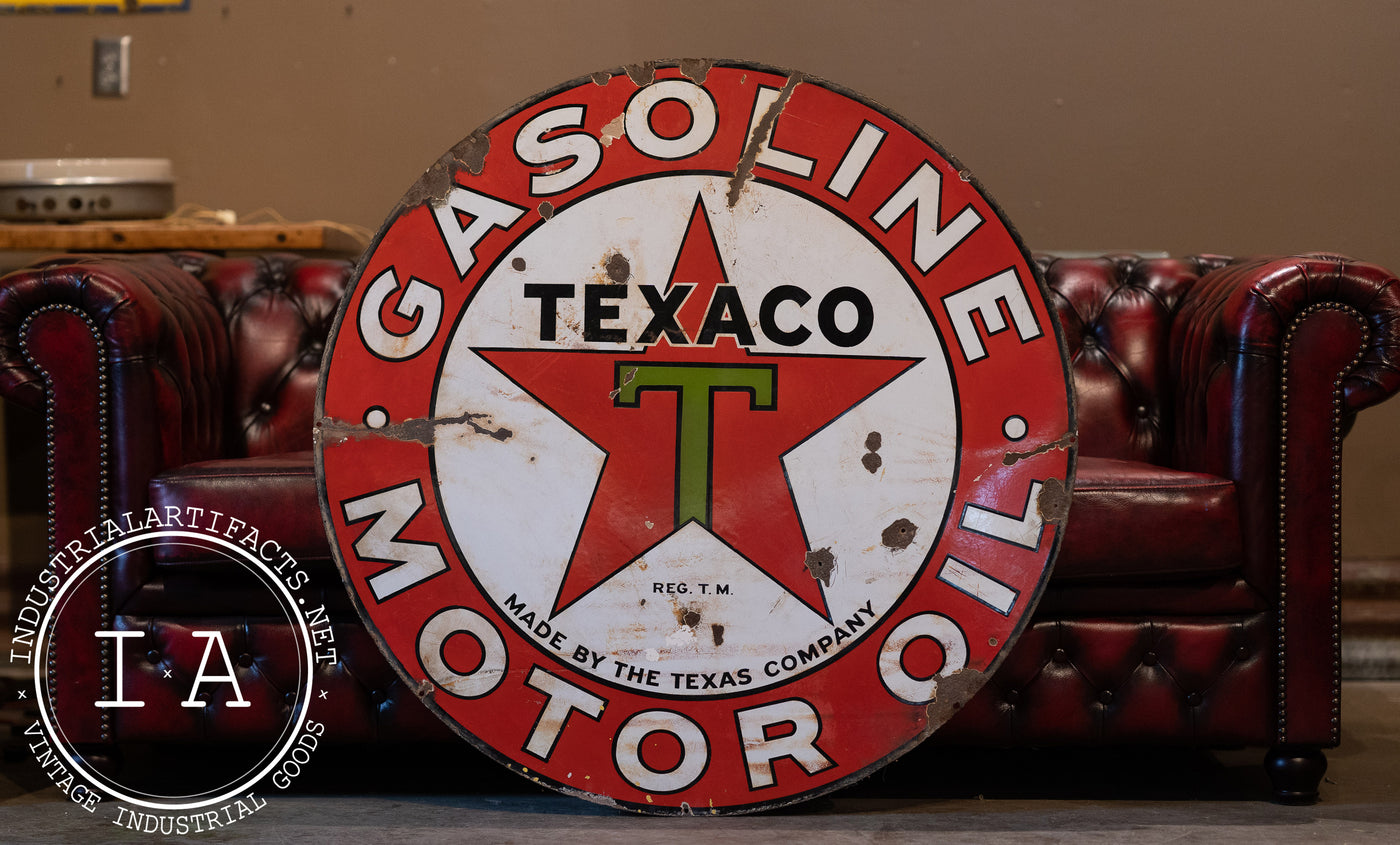 Porcelain Double-Sided Texaco Advertising Sign