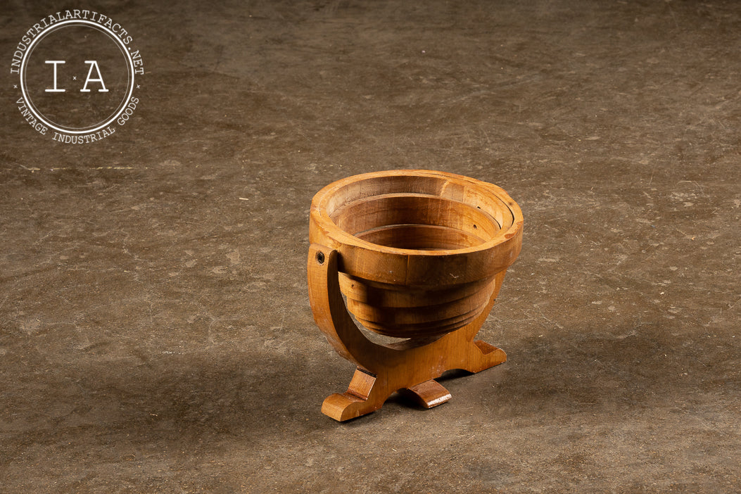Folk Art Wooden Spiral Cut Bowl