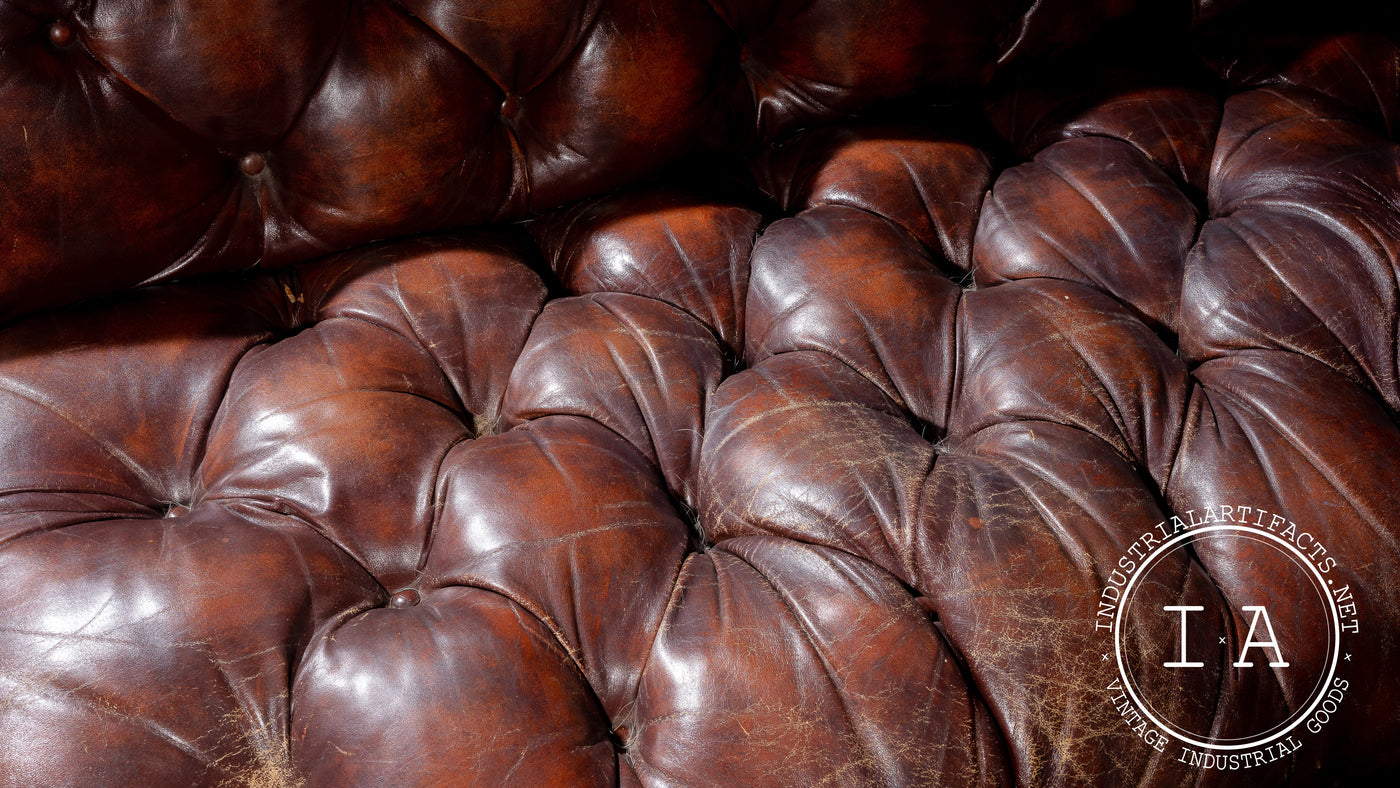Vintage Tufted Leather Chesterfield Sofa In Brown