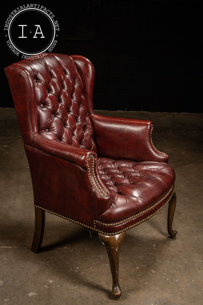 Vintage Tufted Leather Armchair in Burgundy