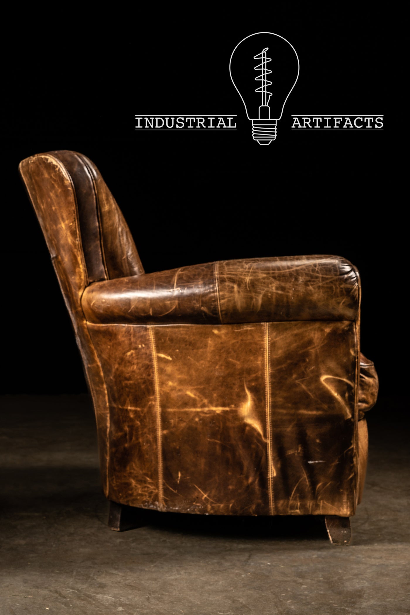 Leather Armchair with Ottoman