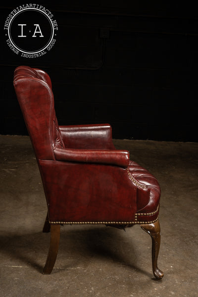 Vintage Tufted Leather Armchair in Burgundy