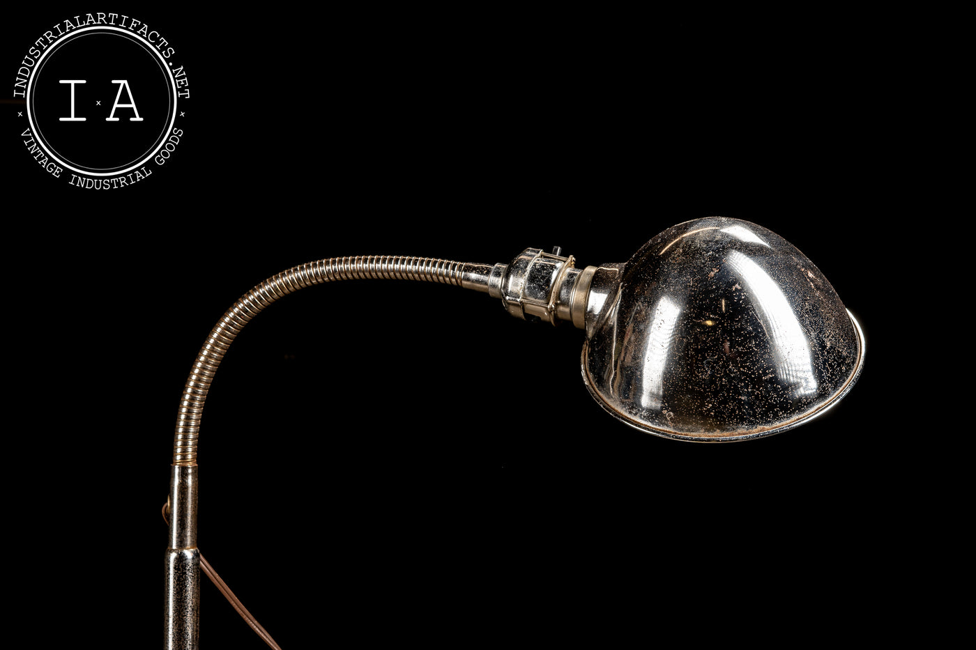 Vintage Adjustable Gooseneck Floor Lamp with Nickel-Plated Hood