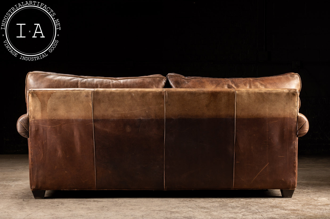 Vintage Full Grain Leather Sofa in Dark Brown