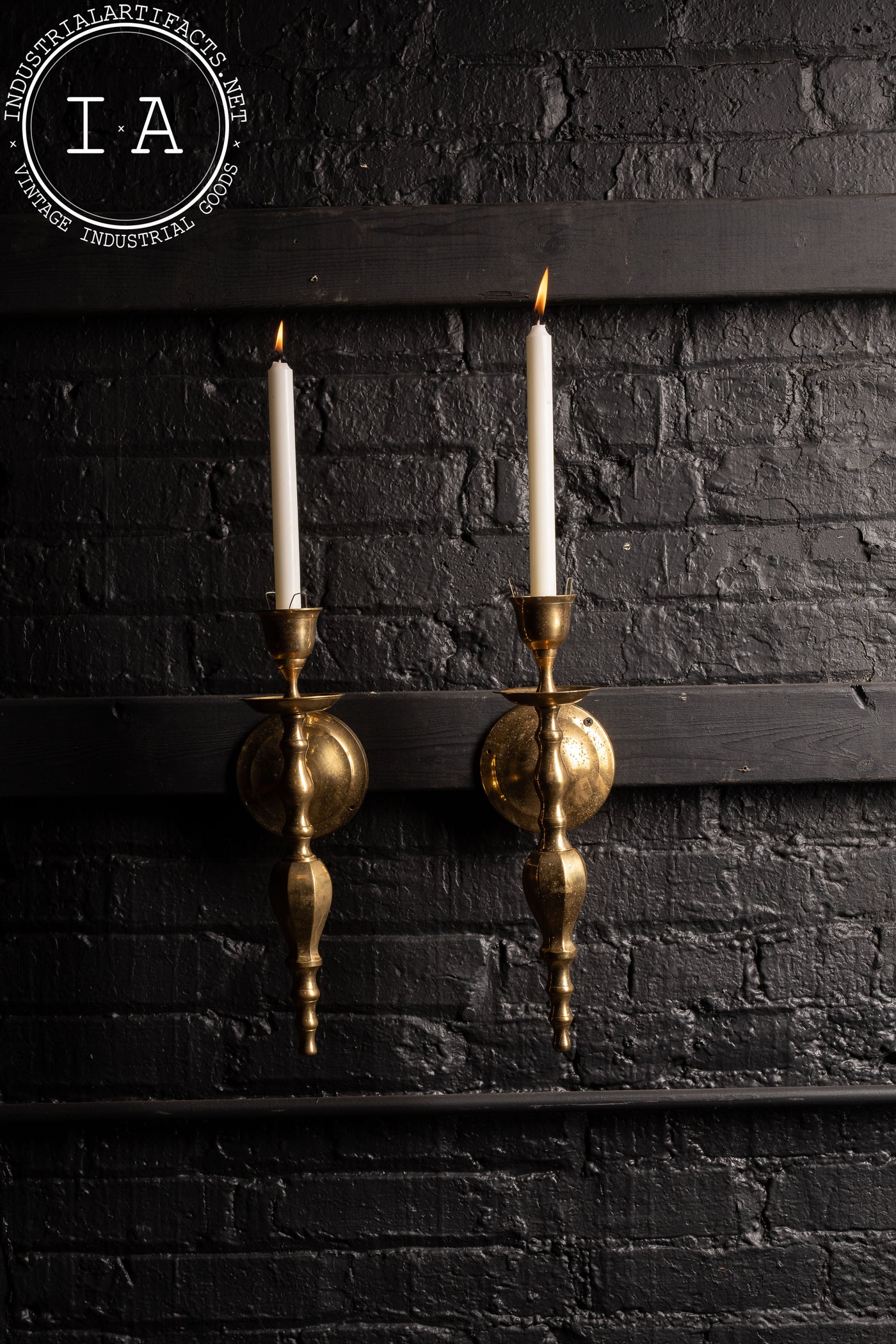 Vintage Pair of Brass Candle Sconces